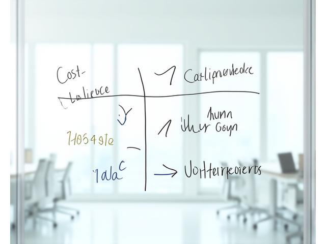 En hvit whiteboard med forskjellige kostnadskategorier og piler som viser allokering, indikerende strukturert finansiell forvaltning.